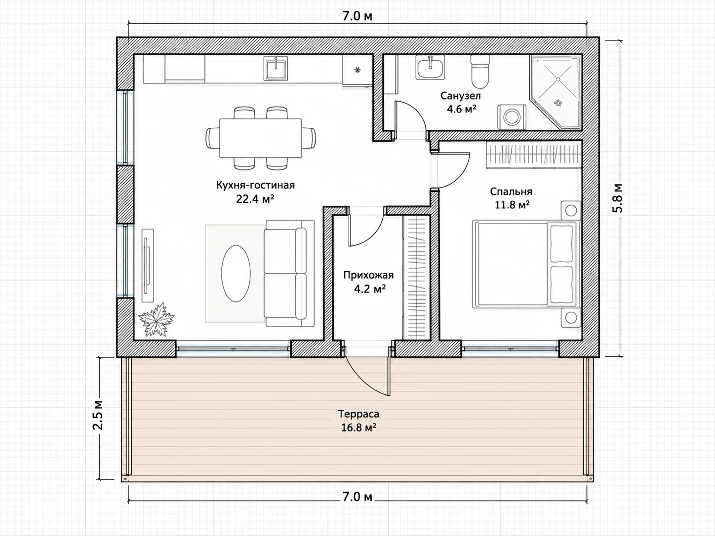 1 спальня · 40.6 м² (1S02)